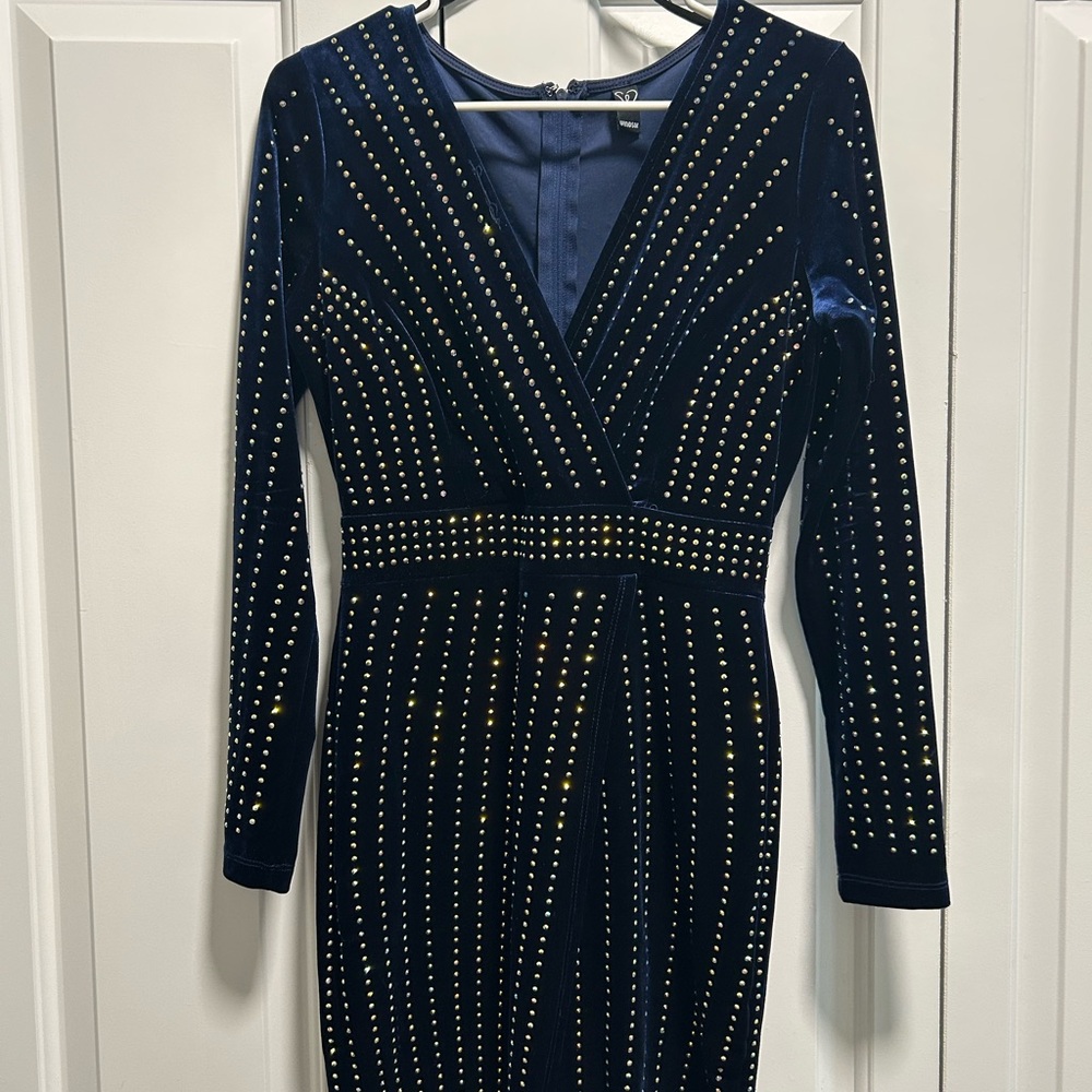 Elegant Navy Blue Studded Dress